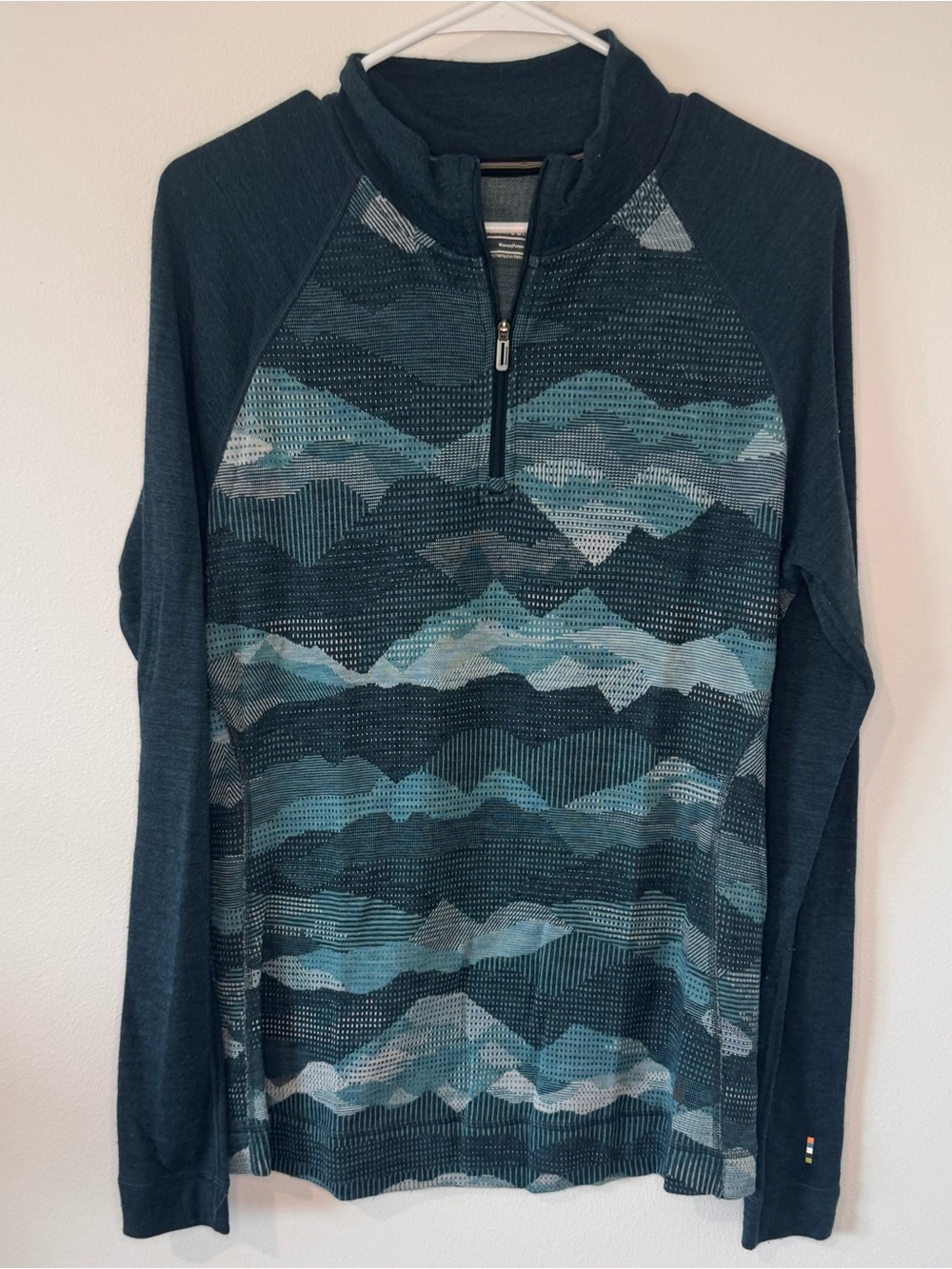 Smartwool Women’s XL Merino Wool Blend Mountain Print Quarter Zip Base Layer